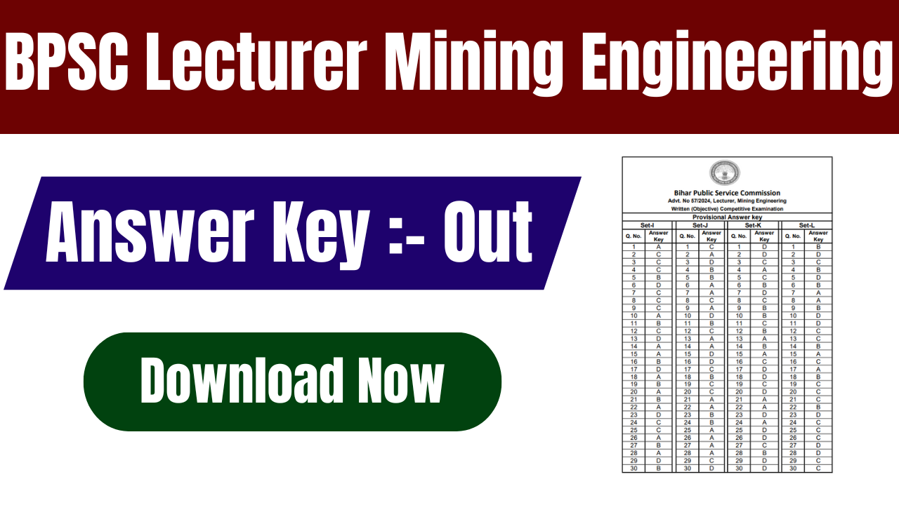 BPSC Lecturer Mining Engineering Answer Key 2025