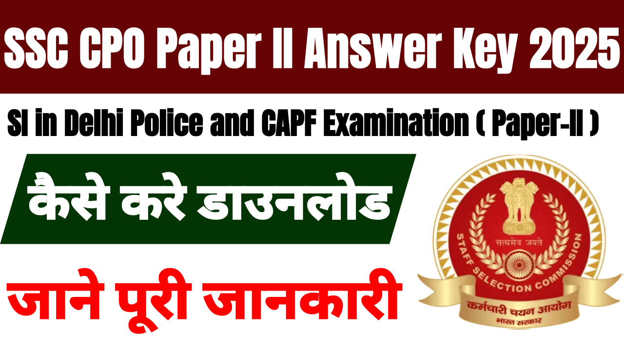 SSC SPO SI Paper II Answer Key 2025
