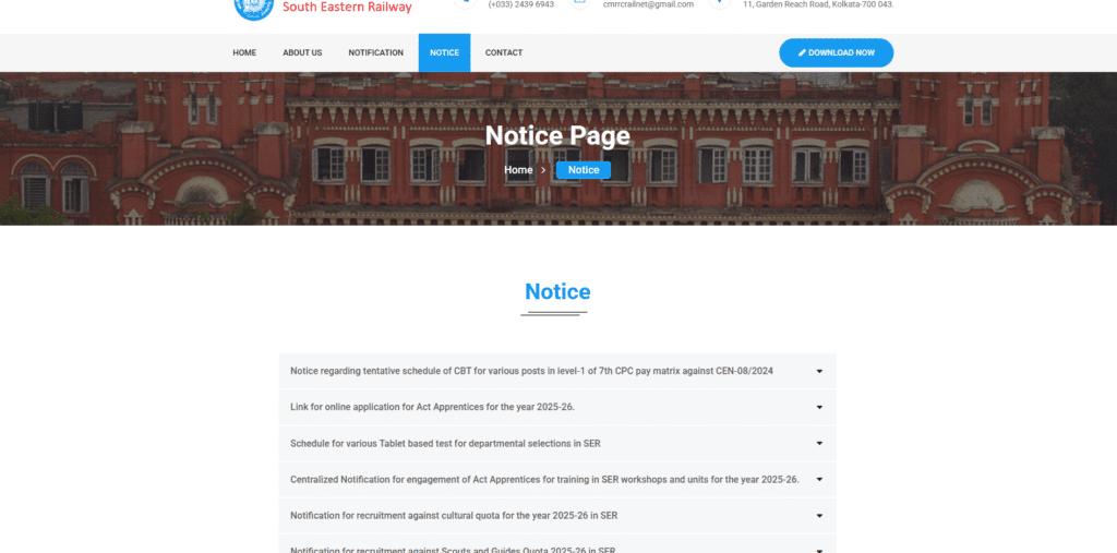 RRC SER Apprentice Vacancy 2025