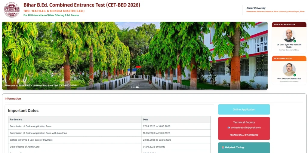 Bihar CET B.Ed Online Form 2026