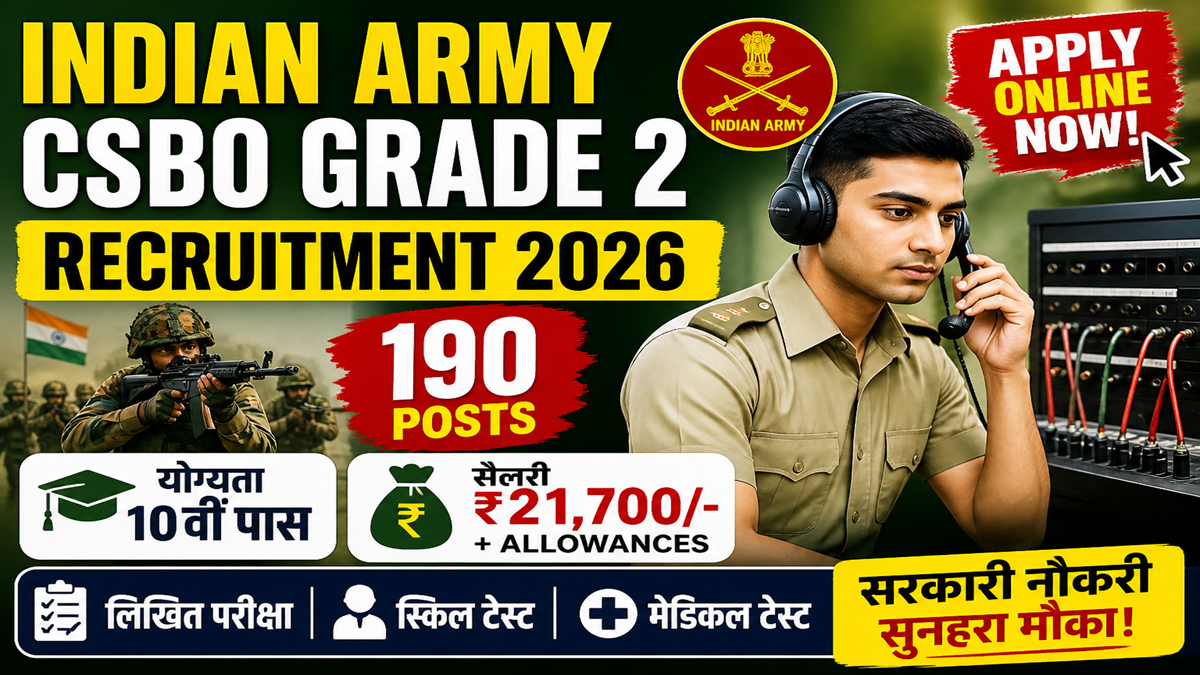 Indian Army CSBO Grade 2 Recruitment 2026